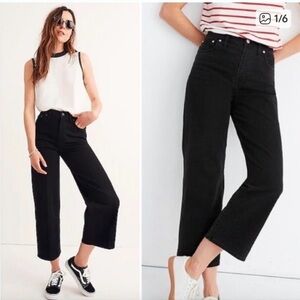 Madewell Black Slim Wide-Leg Cropped Jeans